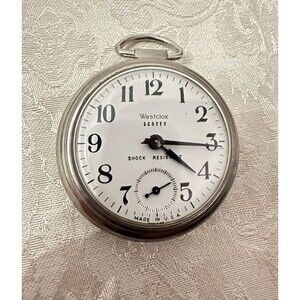 Vtg Westclox Scotty Pocket Watch Style 3 Nickel Manual Wind Very Good 1960s D1